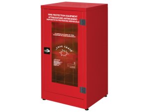 Armadio per DPI Carvel 575x500x1100mm con anta in vetro frangibile, 2 ripiani e appendiabiti