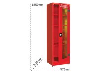 Armadio di sicurezza per DPI Carvel 575x500x1850mm con anta vetro frangibile e 3 ripiani