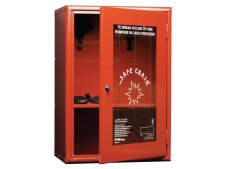 Armadietto pensile per DPI Carvel 415x300x600mm anta in vetro frangibile, 2 ripiani e appendiabiti