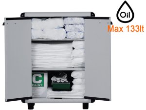 Armadio in plastica Carvel 680x390x880mm con materiale assorbente per olio, 133lt
