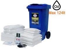 Bidone carrellato Carvel 480x560x935mm con materiale assorbente per olio, 124lt