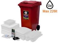 Bidone carrellato Carvel 580x735x1065mm con materiale assorbente per olio, 226lt