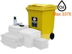 Bidone carrellato Carvel 625x860x1096mm con materiale assorbente per olio, 337lt