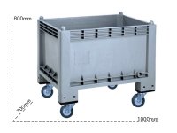 Cassa pallet Carvel 1000x700x800mm in polipropilene con ruote, 285lt