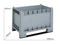 Cassa pallet Carvel 1000x700x650mm in polipropilene con 2 traverse, 285lt