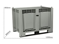 Cassa pallet Carvel 1200x800x850mm in polipropilene con 2 traverse, 600lt