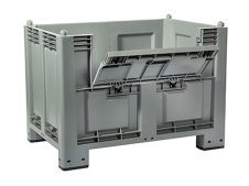 Cassa pallet Carvel 1200x800x850mm in polipropilene con 4 piedi e portellone, 600lt