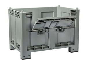 Cassa pallet Carvel 1200x800x850mm in polipropilene con 4 piedi e portellone, 600lt