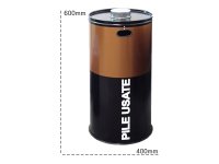 Contenitore in acciaio Carvel 400x600mm per raccolta pile e batterie esauste, 60lt