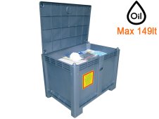 Contenitore carrellato Carvel 1000x700x650mm con materiale assorbente per olio, 149lt