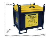 Contenitore in metallo/PP Carvel 1130x830x1040mm sovrapponibile per batterie esauste, 550lt