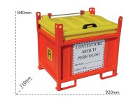 Contenitore in metallo/PP Carvel 920x710x840mm sovrapponibile per rifiuti pericolosi, 250lt