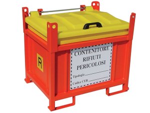 Contenitore in metallo/PP Carvel 920x710x840mm sovrapponibile per rifiuti pericolosi, 250lt