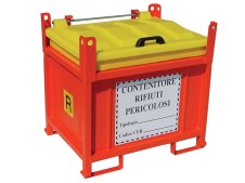 Contenitore in metallo/PP Carvel 1130x830x1040mm sovrapponibile per rifiuti pericolosi, 550lt