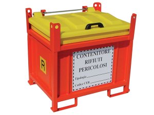 Contenitore in metallo/PP Carvel 1130x830x1040mm sovrapponibile per rifiuti pericolosi, 550lt