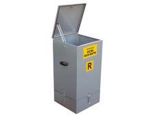 Contenitore di raccolta in acciaio Carvel 500x500x1000mm per filtri olio usati, capacità 250lt