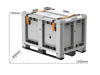 Contenitore in polietilene Carvel 1200x800x760mm per batterie al litio esauste, 470lt