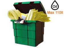 Contenitore polietilene Carvel 650x500x570mm con materiale assorbente prodotti chimici, 110lt