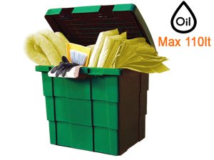 Contenitore polietilene Carvel 650x500x570mm con materiale assorbente prodotti chimici, 110lt
