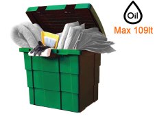 Contenitore polietilene Carvel 650x500x570mm con materiale assorbente per olio, 109lt