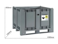 Contenitore in PP Carvel 1000x700x650mm per raccolta batterie esauste, 300lt