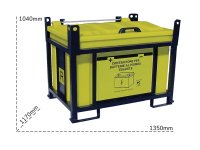 Contenitore in PP Carvel 1350x1170x1040mm sovrapponibile per batterie esauste, 850lt