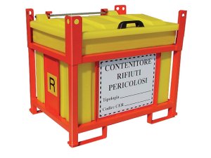 Contenitore in PP Carvel 1130x830x1040mm sovrapponibile per rifiuti pericolosi, 550lt