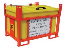 Contenitore in PP Carvel 1350x1170x1040mm sovrapponibile per rifiuti pericolosi, 850lt