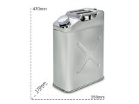 Tanica in acciaio inox a sezione rettangolare Carvel 350x17x470mm tappo di sicurezza, 20lt