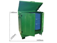 Vasca di raccolta a tenuta stagna coperta Carvel 1350x1260x1540mm liquidi infiammabili, 330lt