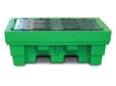 Vasca di raccolta liquidi acidi, basi e oli Carvel 1420x1020x520mm in polietilene per 2 fusti, 370lt