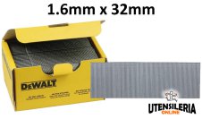Groppini 16 gauge galvanizzati diritti 1.6x32mm DeWalt (2500pz) Groppini 16 gauge galvanizzati diritti 1.6x32mm DeWalt (2500pz)