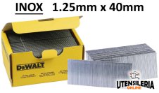 Groppini 18 gauge in acciaio INOX 1.25x40mm DeWalt (5000pz) Groppini 18 gauge in acciaio INOX 1.25x40mm DeWalt (5000pz)