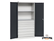 Armadio ante battenti Fami Perfom 1023x555x2000mm con 2 ripiani e 7 cassetti, portata 800 Kg