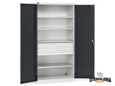 Armadio ante battenti Fami Perfom 1023x555x2000mm con 4 ripiani e 3 cassetti, portata 800 Kg