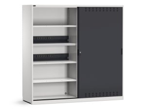 Armadio officina Fami Perfom 2040x650x2000mm con ante scorrevoli fessurate e impianto elettrico