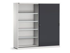 Armadio officina Fami Perfom 2040x600x2000mm con ante scorrevoli e 8 ripiani fessurati