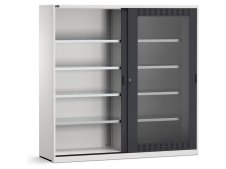 Armadio officina Fami Perfom 2040x600x2000mm con ante scorrevoli policarbonato e 8 ripiani fessurati