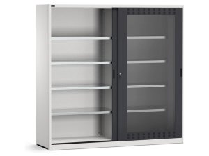 Armadio officina Fami Perfom 2040x600x2000mm con ante scorrevoli policarbonato e 8 ripiani fessurati