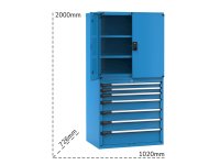 Armadio Fami Master 1020x726x2000mm blu con 7 cassetti estrazione regolabile e 3 ripiani
