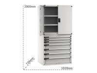Armadio Fami Master 1020x726x2000mm grigio con 7 cassetti estrazione regolabile e 3 ripiani