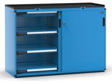 Armadio ante scorrevoli Fami Master 2 cassetti e 6 piani estraibili blu, 1428x573x1022mm