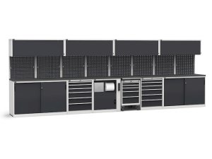 Arredo modulare per officina Fami GARAGE111 con piano gommato, 5712x695x2000mm
