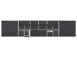 Arredo modulare per officina Fami GARAGE089 con piano gommato, 8976x695x2000mm