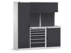 Arredo modulare per officina Fami GARAGE094 con piano in acciaio inox, 1940x640x2000mm