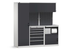 Arredo modulare per officina Fami GARAGE096 con piano in acciaio inox, 1940x640x2000mm Arredo modulare per officina Fami GARAGE096 con piano in acciaio inox, 1940x640x2000mm