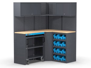 Arredo officina Fami Garage 391 G07 1560x1256mm con carrello e 12 contenitori