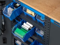 Arredo officina Fami Garage 391 G08 2128mm con 2 armadi, carrello e 12 contenitori
