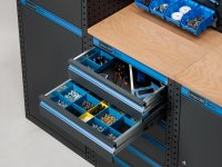 Arredo officina Fami Garage 391 G12 3688x2472mm con 5 armadi, carrello, cassettiera e contenitori