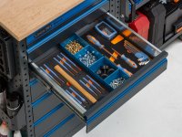 Arredo officina Fami Garage 391 G12 3688x2472mm con 5 armadi, carrello, cassettiera e contenitori